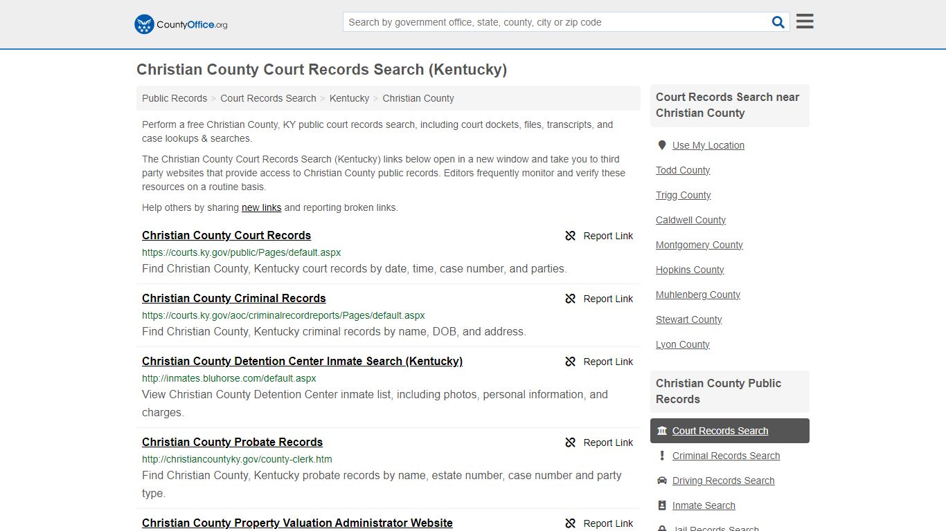 Christian County Court Records Search (Kentucky) - County Office